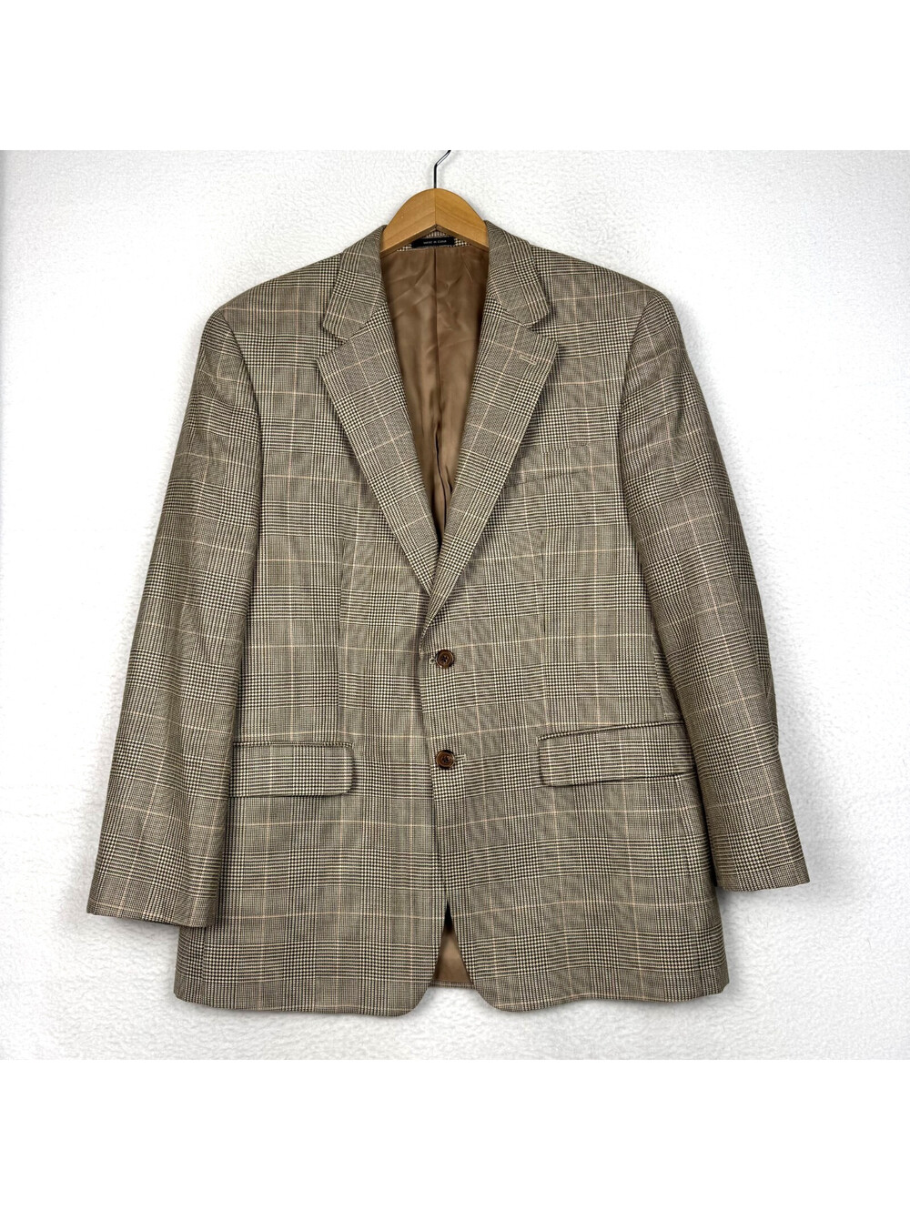 Lauren Ralph Lauren Silk Wool Blend Houndstooth Plaid Blazer Suit Coat Size 42R